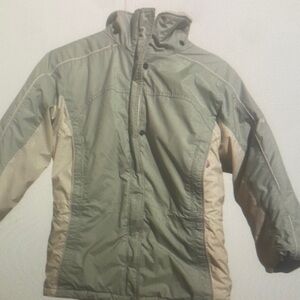 Green and Tan Hooded Jacket